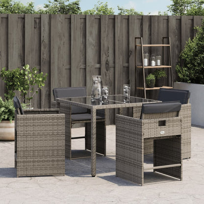 Tuinstoelen 4 st met kussens poly rattan grijs