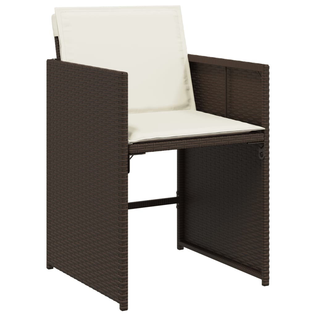 Tuinstoelen 4 st met kussens poly rattan bruin