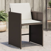 Tuinstoelen 4 st poly rattan bruin met kussens