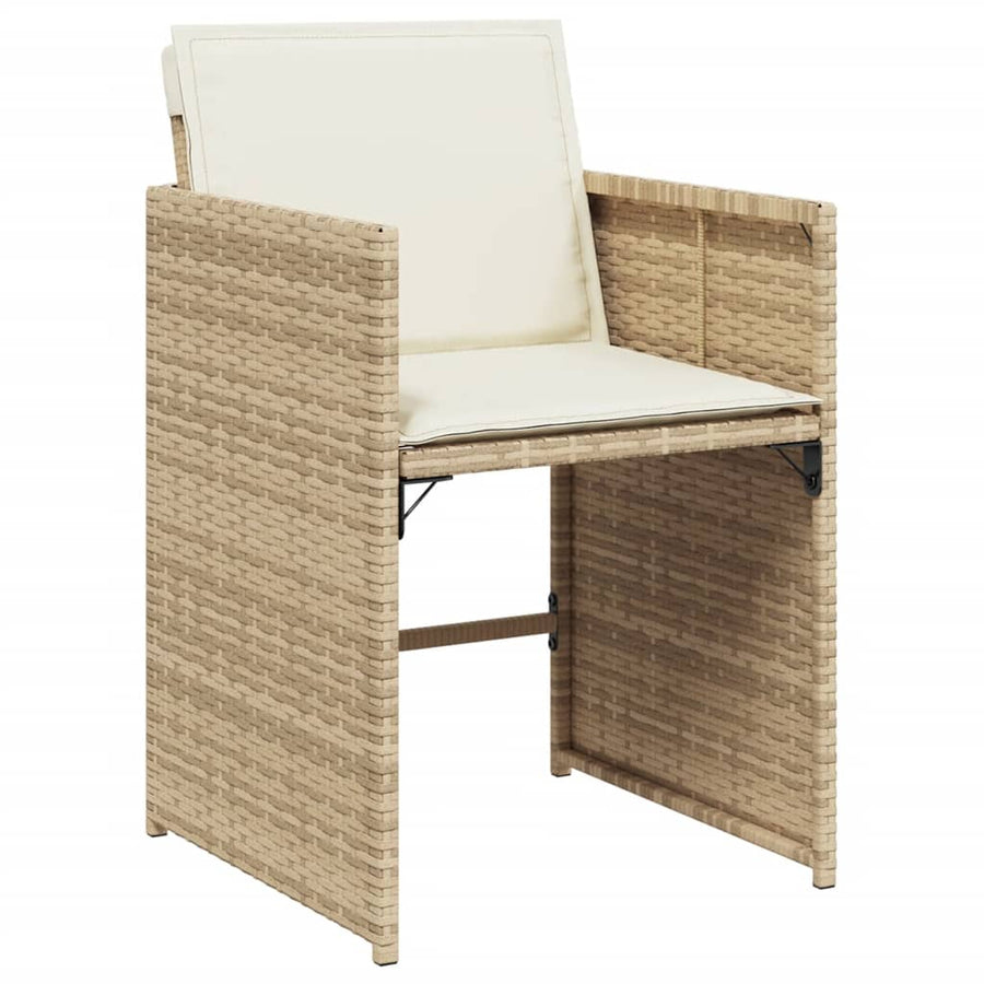 Tuinstoelen 4 st met kussens poly rattan beige