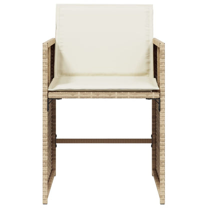 Tuinstoelen 4 st met kussens poly rattan beige