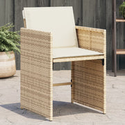 Tuinstoelen 4 stuks poly rattan beige met kussens