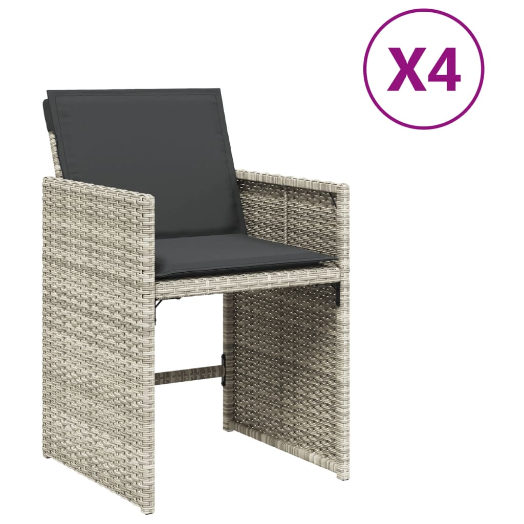 Tuinstoelen Met Kussens Poly Rattan Lichtgrijs