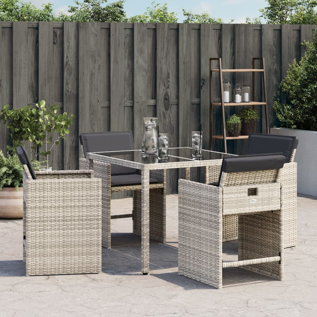 Tuinstoelen Met Kussens Poly Rattan Lichtgrijs