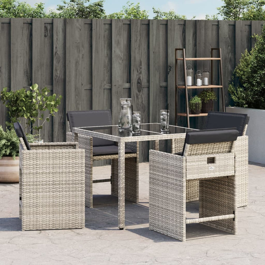 Tuinstoelen Met Kussens Poly Rattan Lichtgrijs