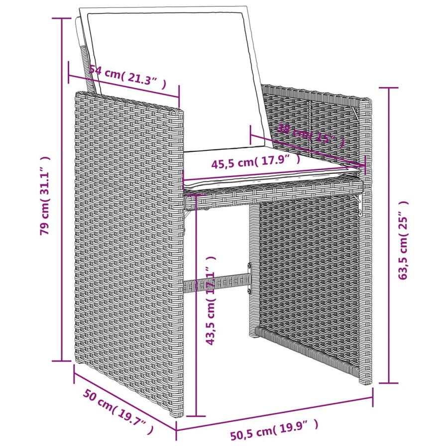 Tuinstoelen Met Kussens Poly Rattan Lichtgrijs