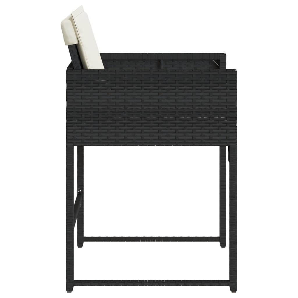 Tuinstoelen 4 st met kussens poly rattan zwart