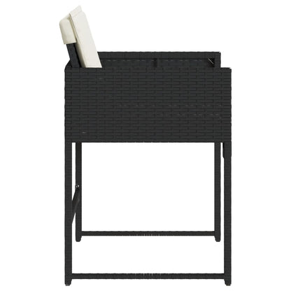 Tuinstoelen 4 st met kussens poly rattan zwart