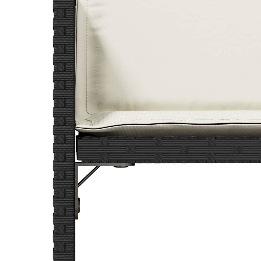 Tuinstoelen 4 st met kussens poly rattan zwart