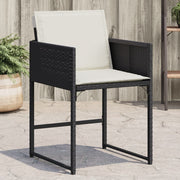 Tuinstoelen 4 stuks poly rattan zwart met kussens