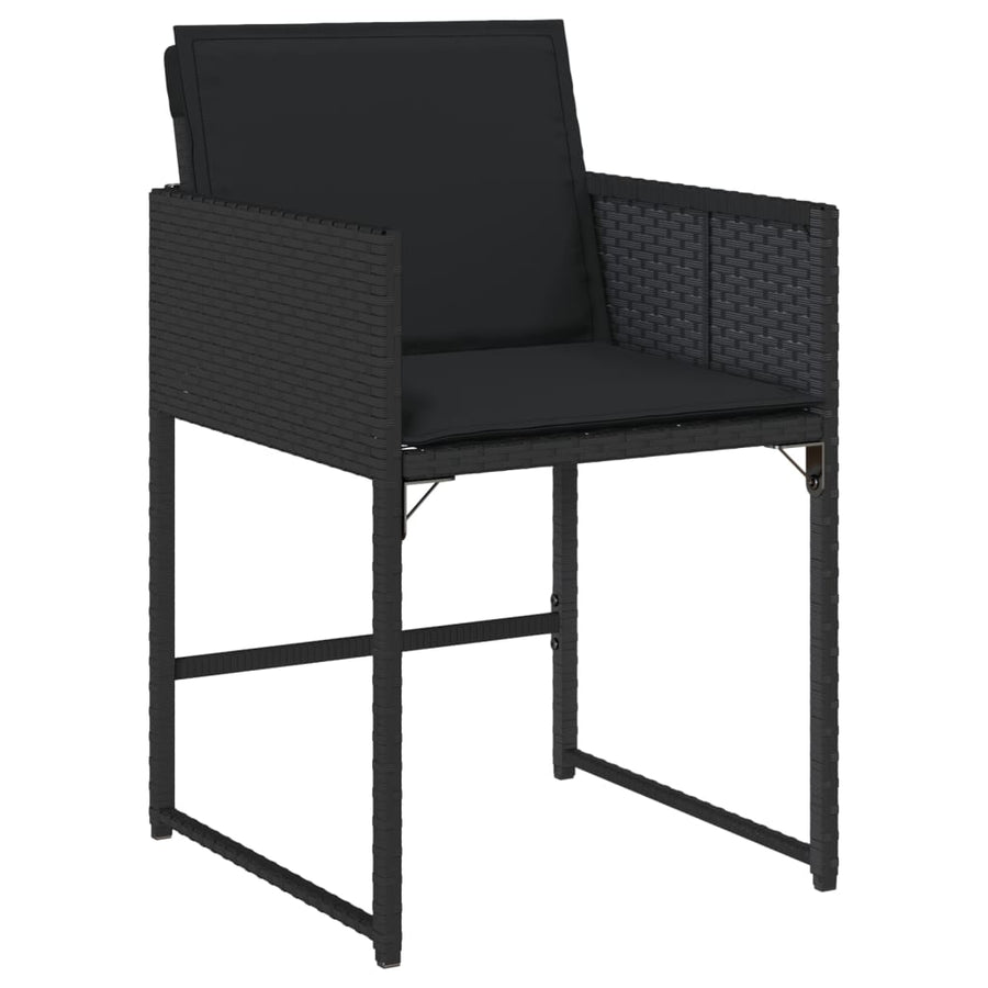 Tuinstoelen 4 st met kussens poly rattan zwart
