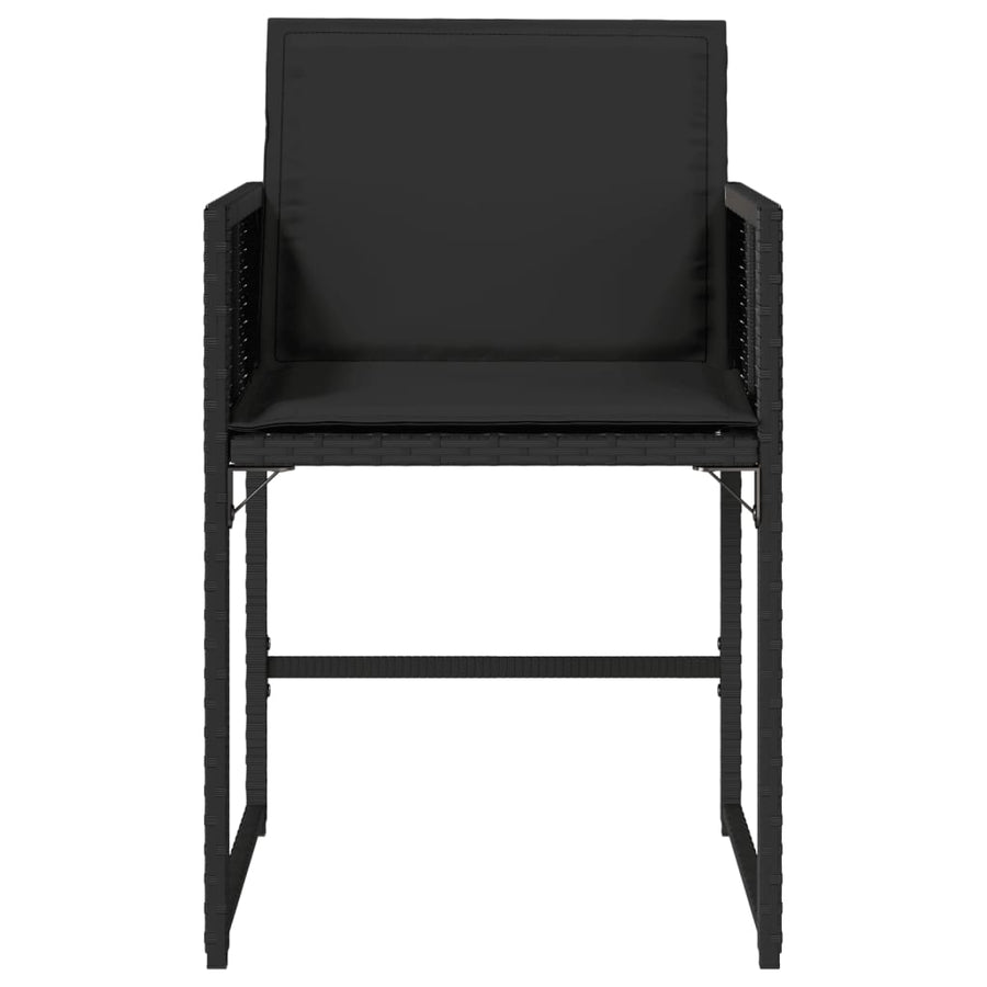 Tuinstoelen 4 st met kussens poly rattan zwart