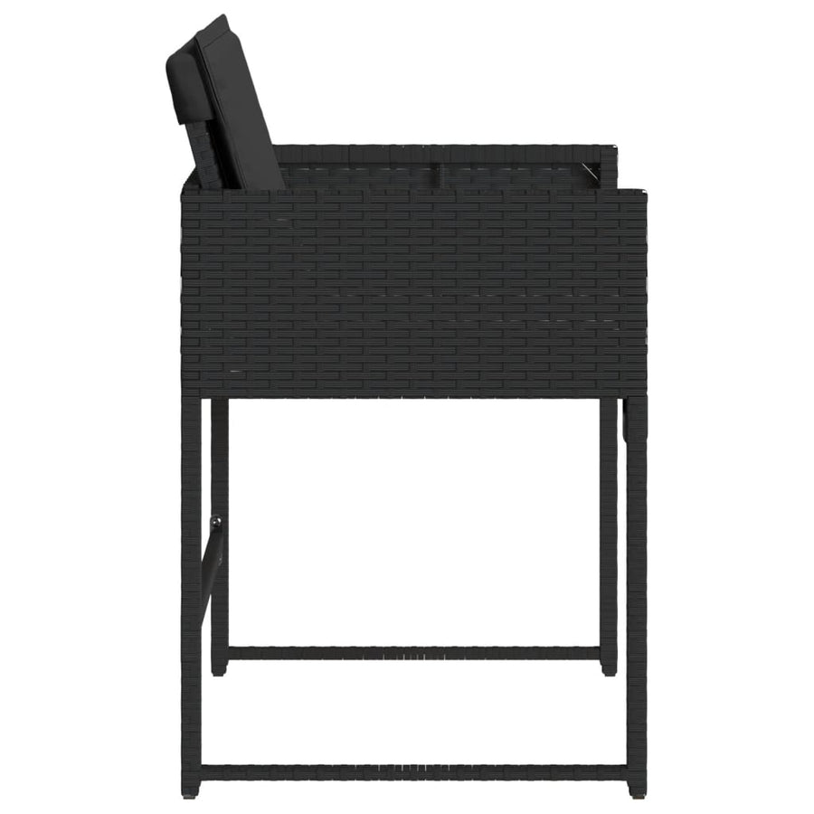 Tuinstoelen 4 st met kussens poly rattan zwart