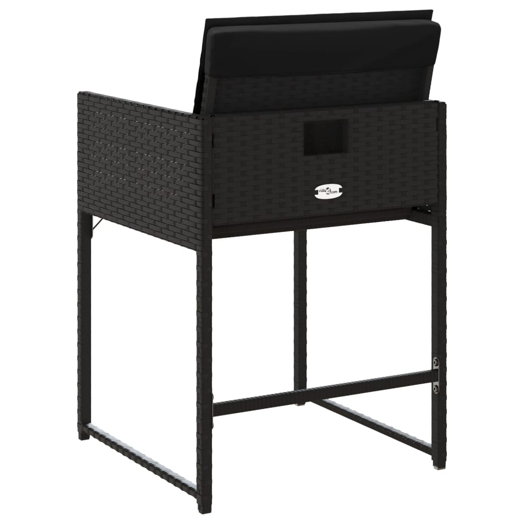 Tuinstoelen 4 st met kussens poly rattan zwart