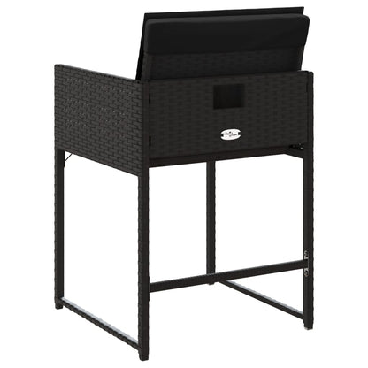 Tuinstoelen 4 st met kussens poly rattan zwart