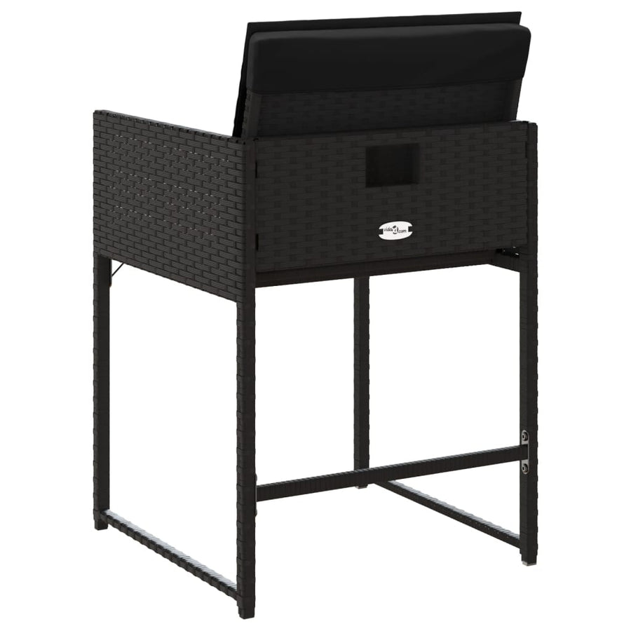 Tuinstoelen 4 st met kussens poly rattan zwart
