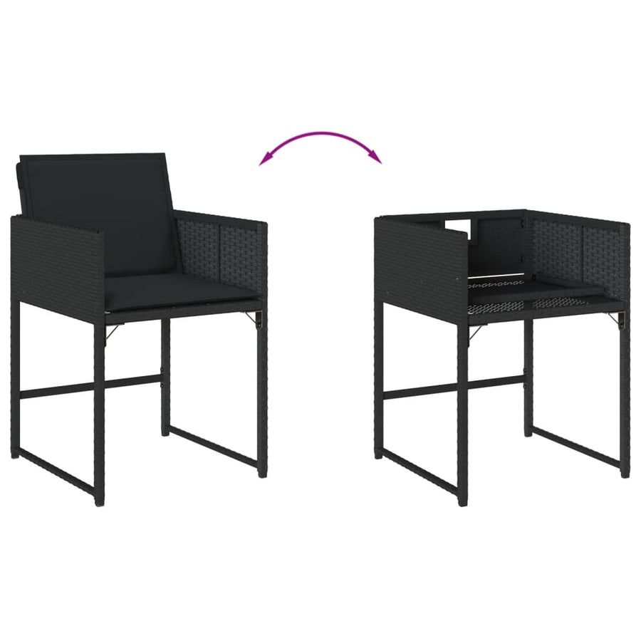 Tuinstoelen 4 st met kussens poly rattan zwart