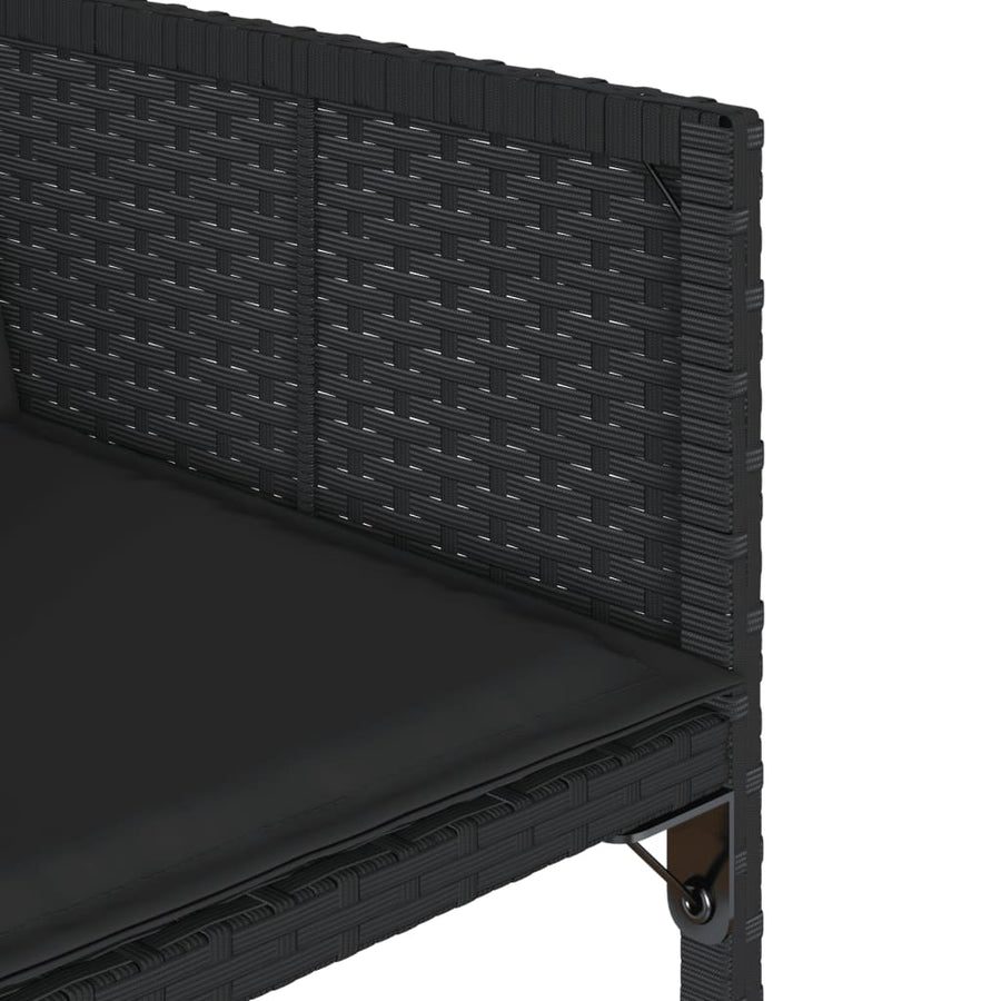 Tuinstoelen 4 st met kussens poly rattan zwart