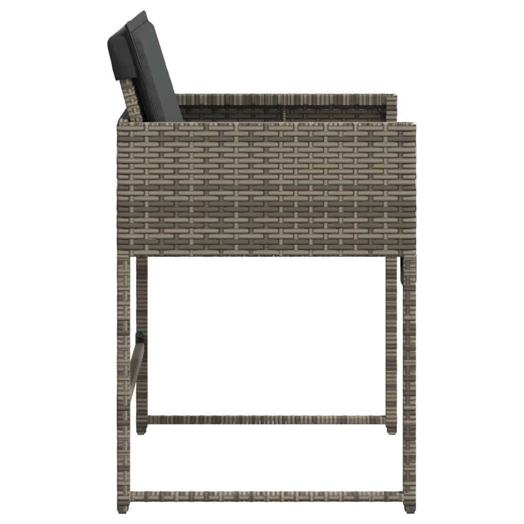 Tuinstoelen 4 st met kussens poly rattan grijs