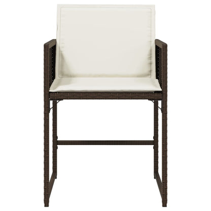 Tuinstoelen 4 st met kussens poly rattan bruin