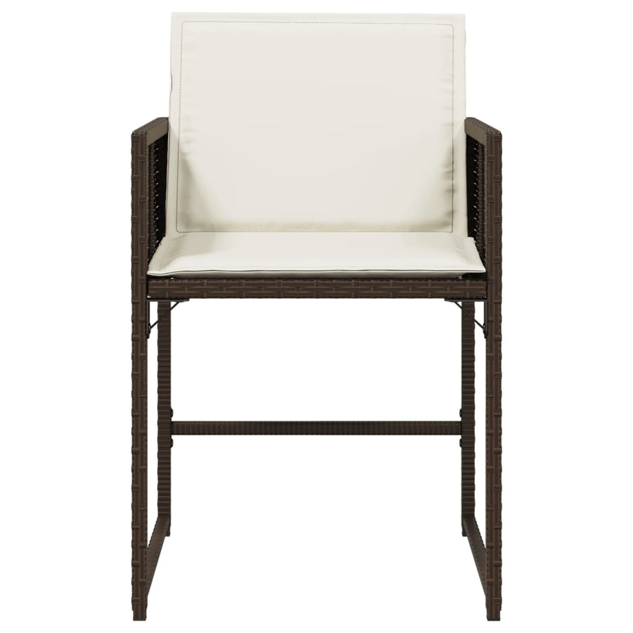 Tuinstoelen 4 st met kussens poly rattan bruin