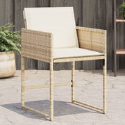 Tuinstoelen 4 stuks poly rattan beige met kussens