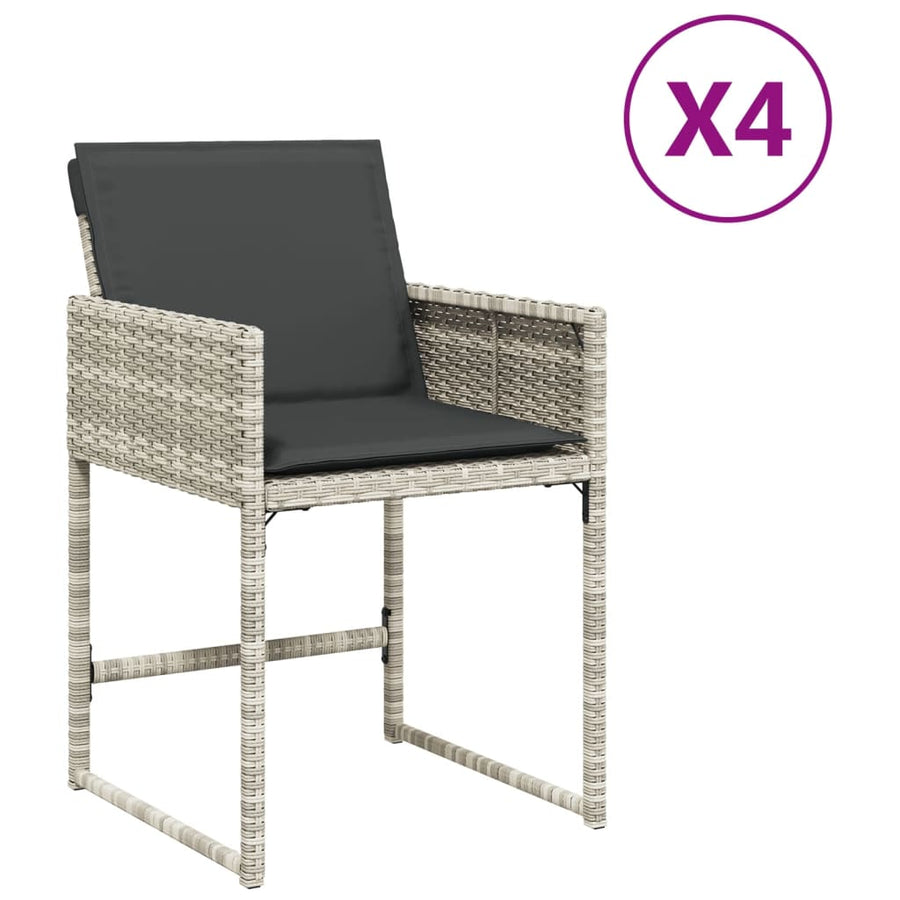 Tuinstoelen Met Kussens Poly Rattan Lichtgrijs