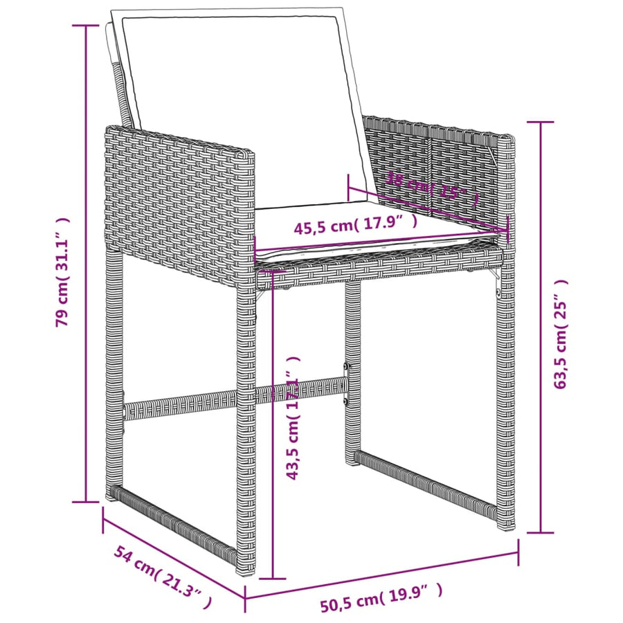 Tuinstoelen Met Kussens Poly Rattan Lichtgrijs