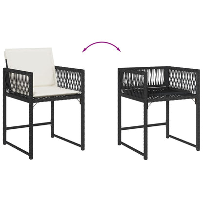 Tuinstoelen 4 st met kussens poly rattan zwart