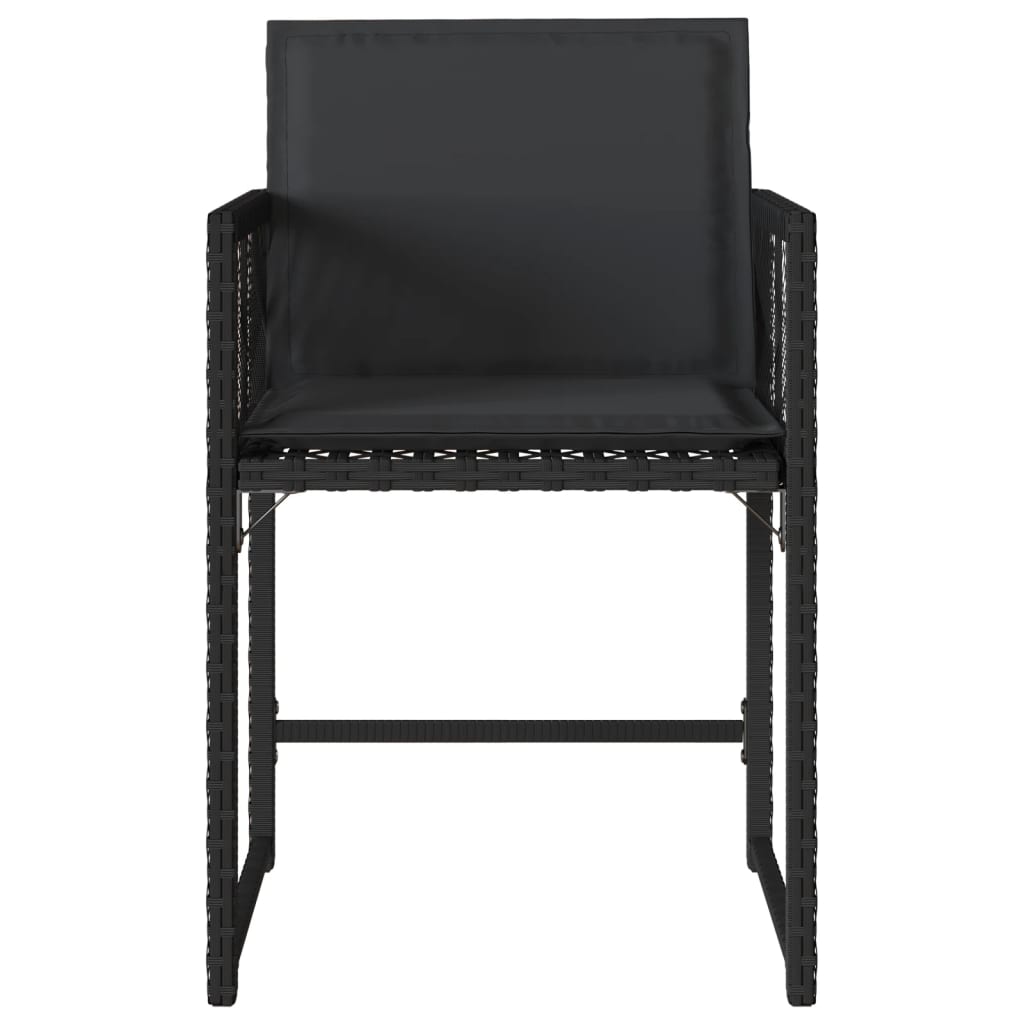 Tuinstoelen 4 st met kussens poly rattan zwart