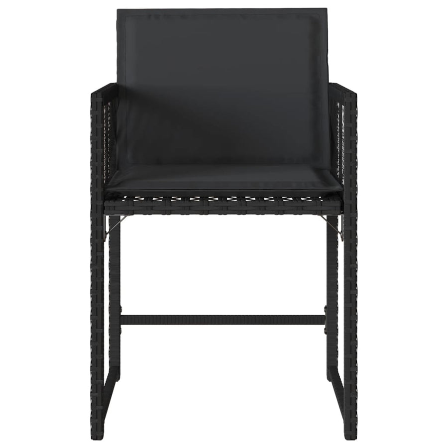 Tuinstoelen 4 st met kussens poly rattan zwart