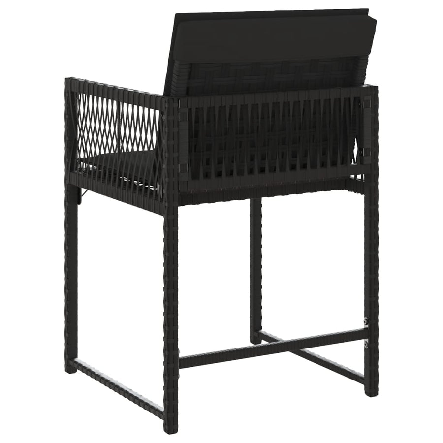Tuinstoelen 4 st met kussens poly rattan zwart