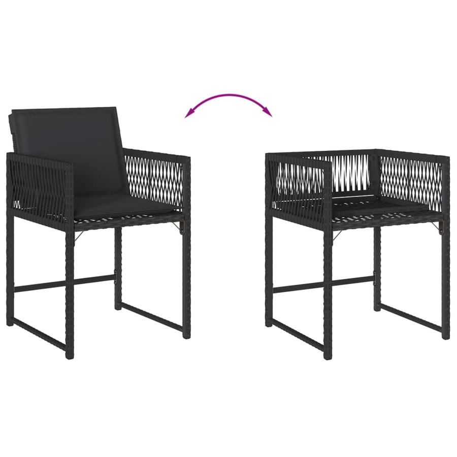 Tuinstoelen 4 st met kussens poly rattan zwart