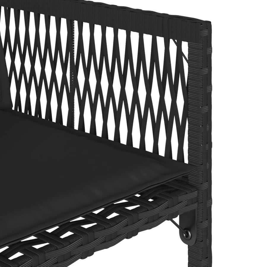Tuinstoelen 4 st met kussens poly rattan zwart
