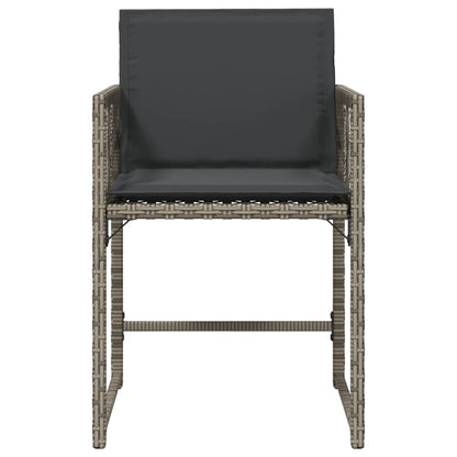Tuinstoelen 4 st met kussens poly rattan grijs