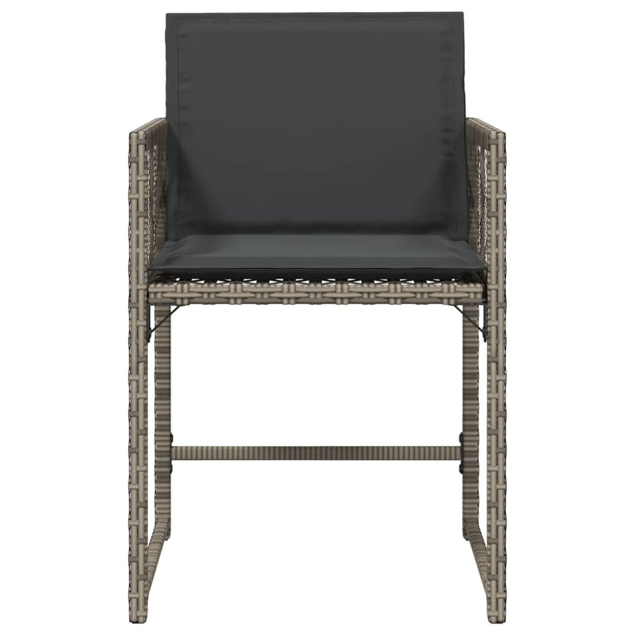 Tuinstoelen 4 st met kussens poly rattan grijs