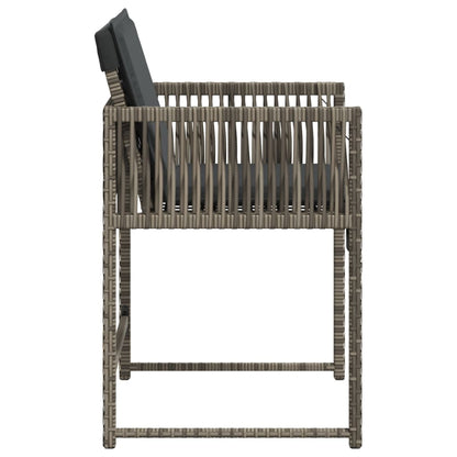 Tuinstoelen 4 st met kussens poly rattan grijs