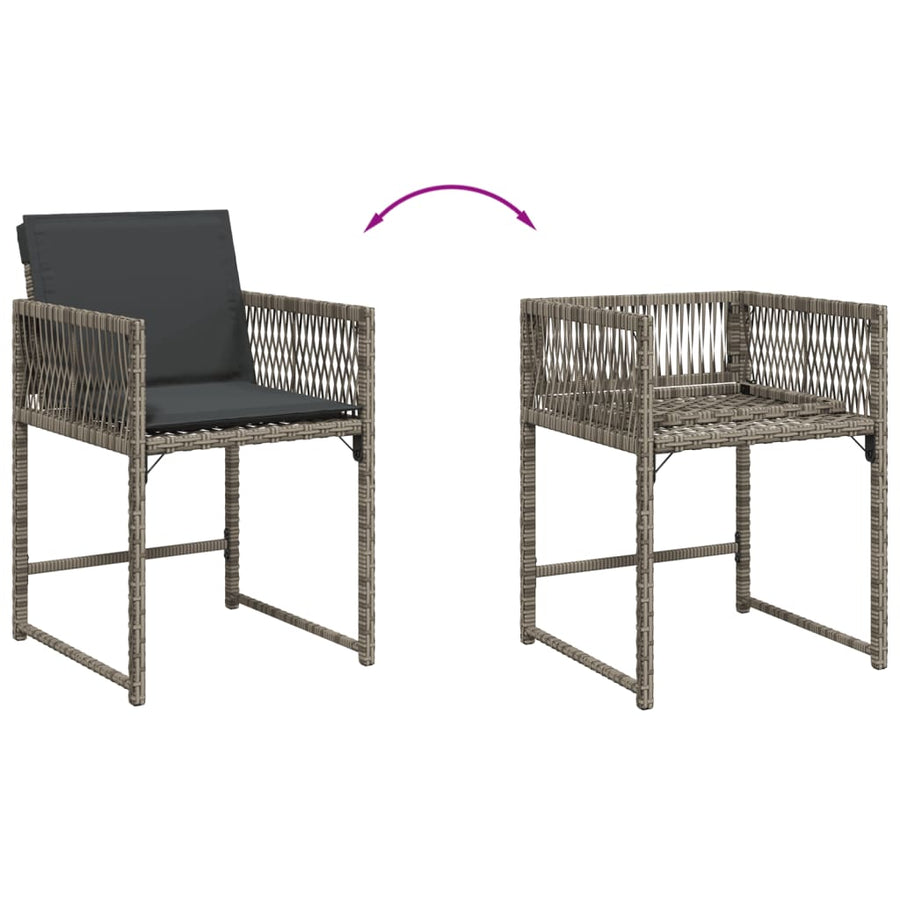 Tuinstoelen 4 st met kussens poly rattan grijs