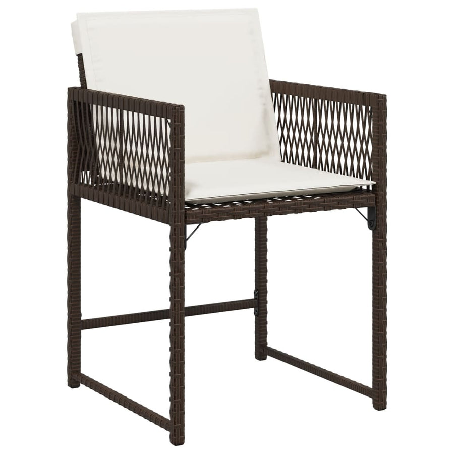Tuinstoelen 4 st met kussens poly rattan bruin
