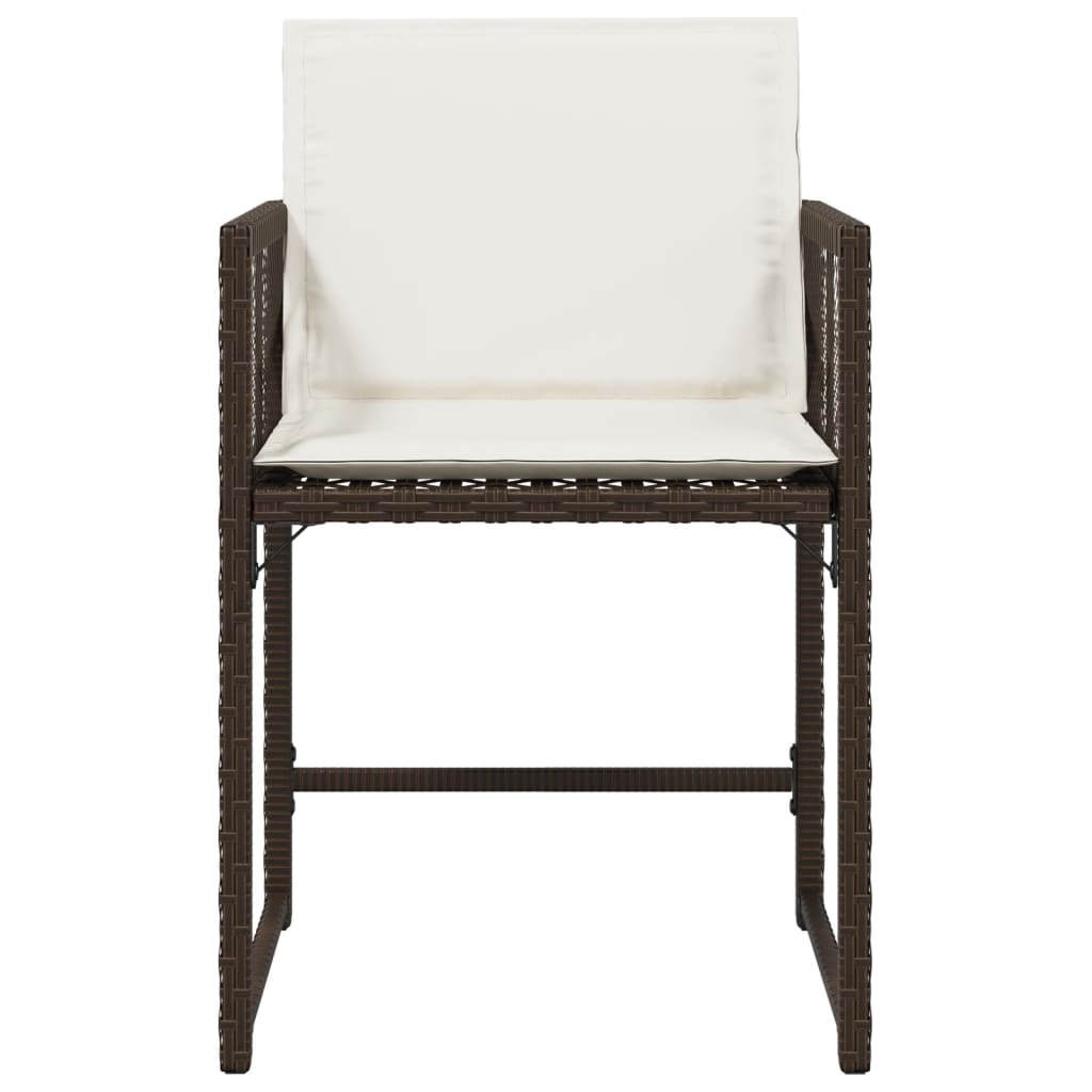 Tuinstoelen 4 st met kussens poly rattan bruin