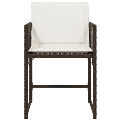 Tuinstoelen 4 st met kussens poly rattan bruin