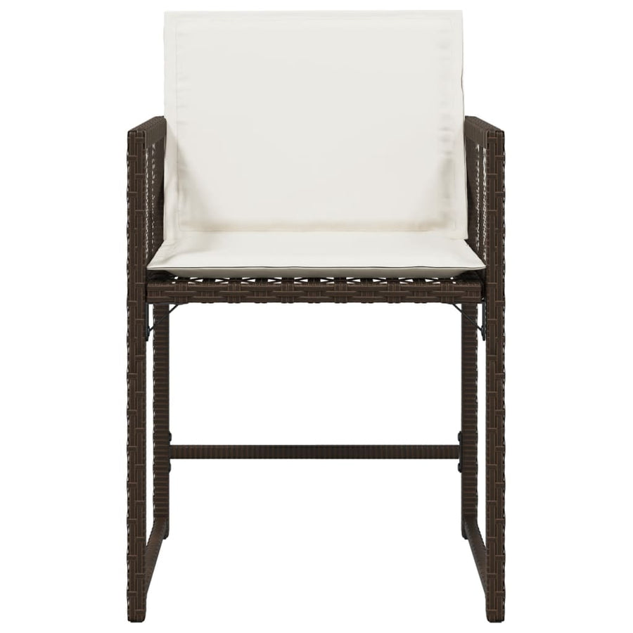 Tuinstoelen 4 st met kussens poly rattan bruin