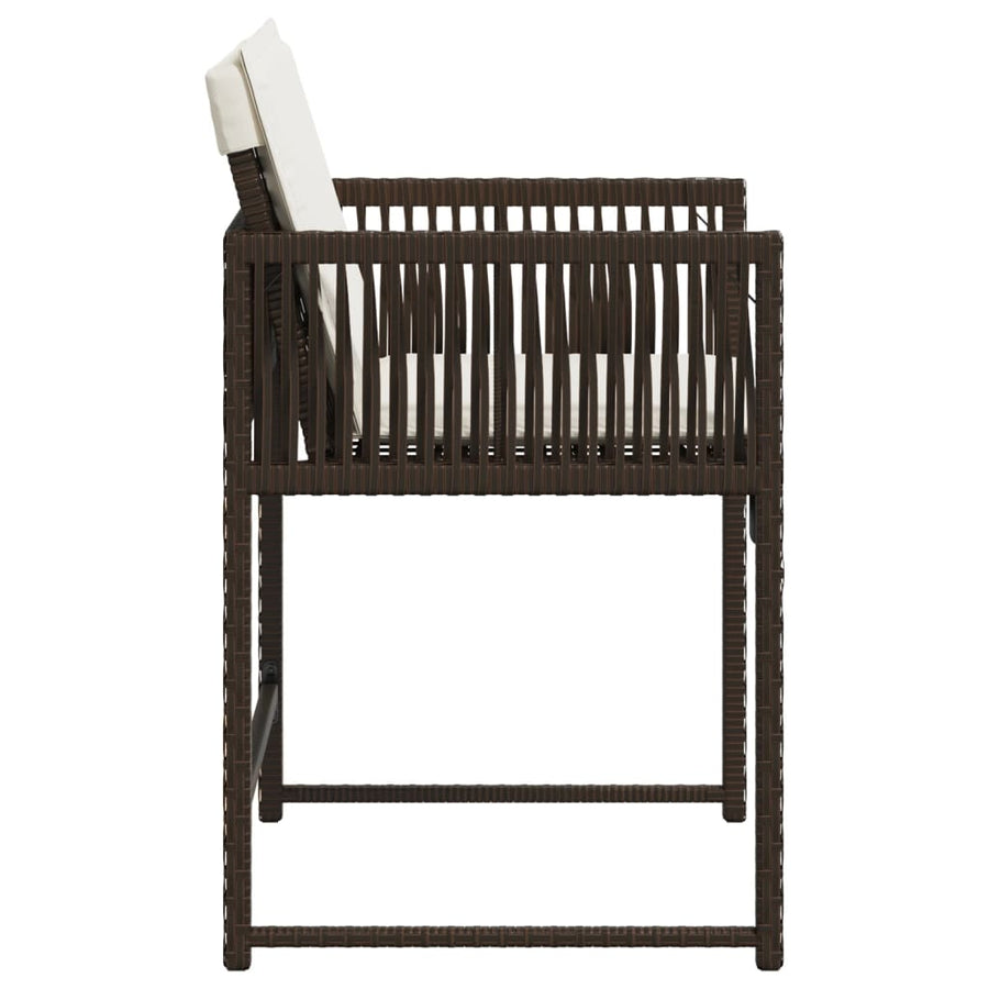 Tuinstoelen 4 st met kussens poly rattan bruin