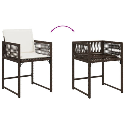 Tuinstoelen 4 st met kussens poly rattan bruin
