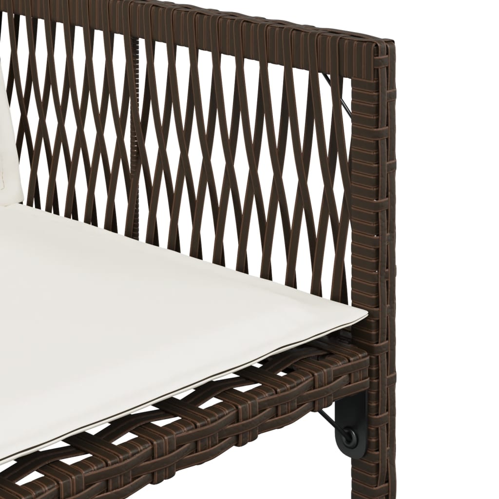 Tuinstoelen 4 st met kussens poly rattan bruin