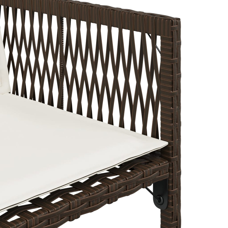 Tuinstoelen 4 st met kussens poly rattan bruin