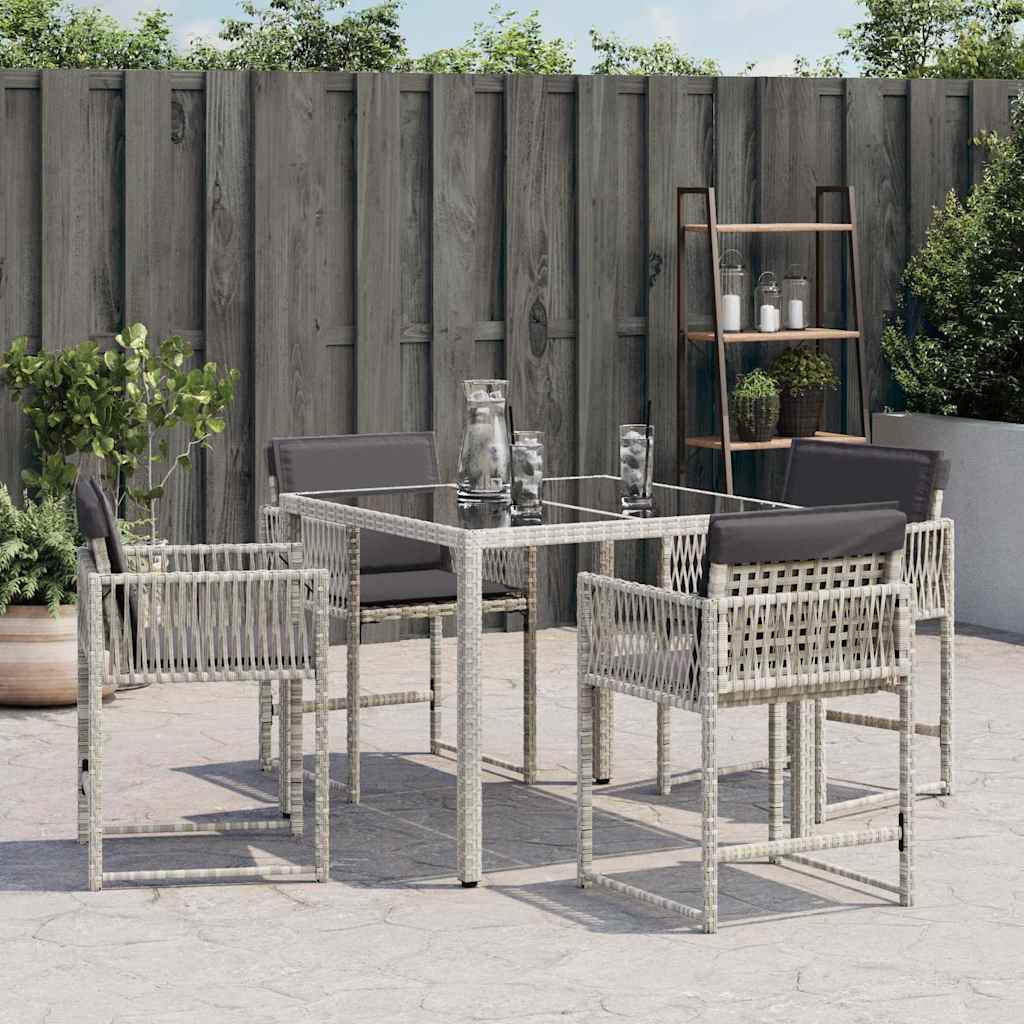 Tuinstoelen 4 st met kussens poly rattan lichtgrijs