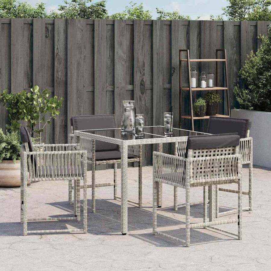 Tuinstoelen 4 st met kussens poly rattan lichtgrijs