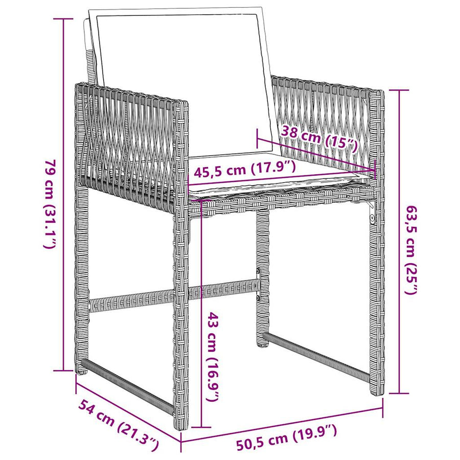 Tuinstoelen 4 st met kussens poly rattan lichtgrijs