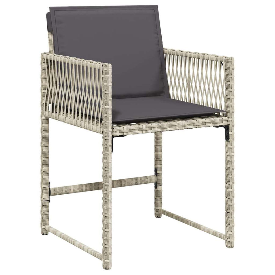Tuinstoelen 4 st met kussens poly rattan lichtgrijs